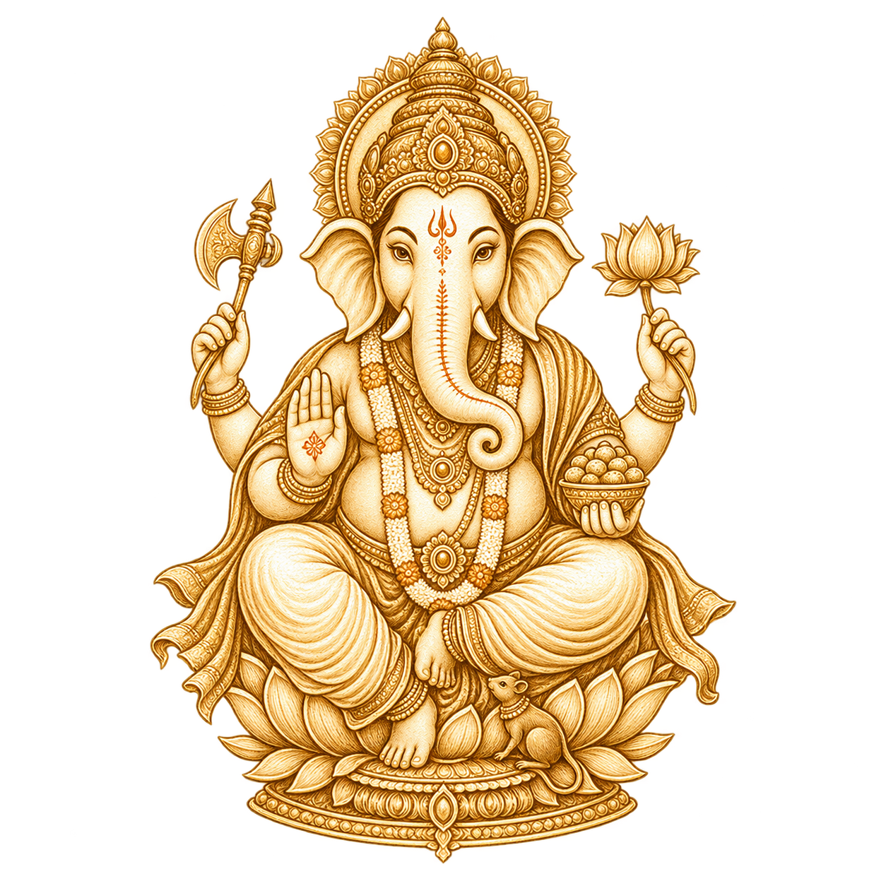 Traditional line-art depiction of Lord Ganesha